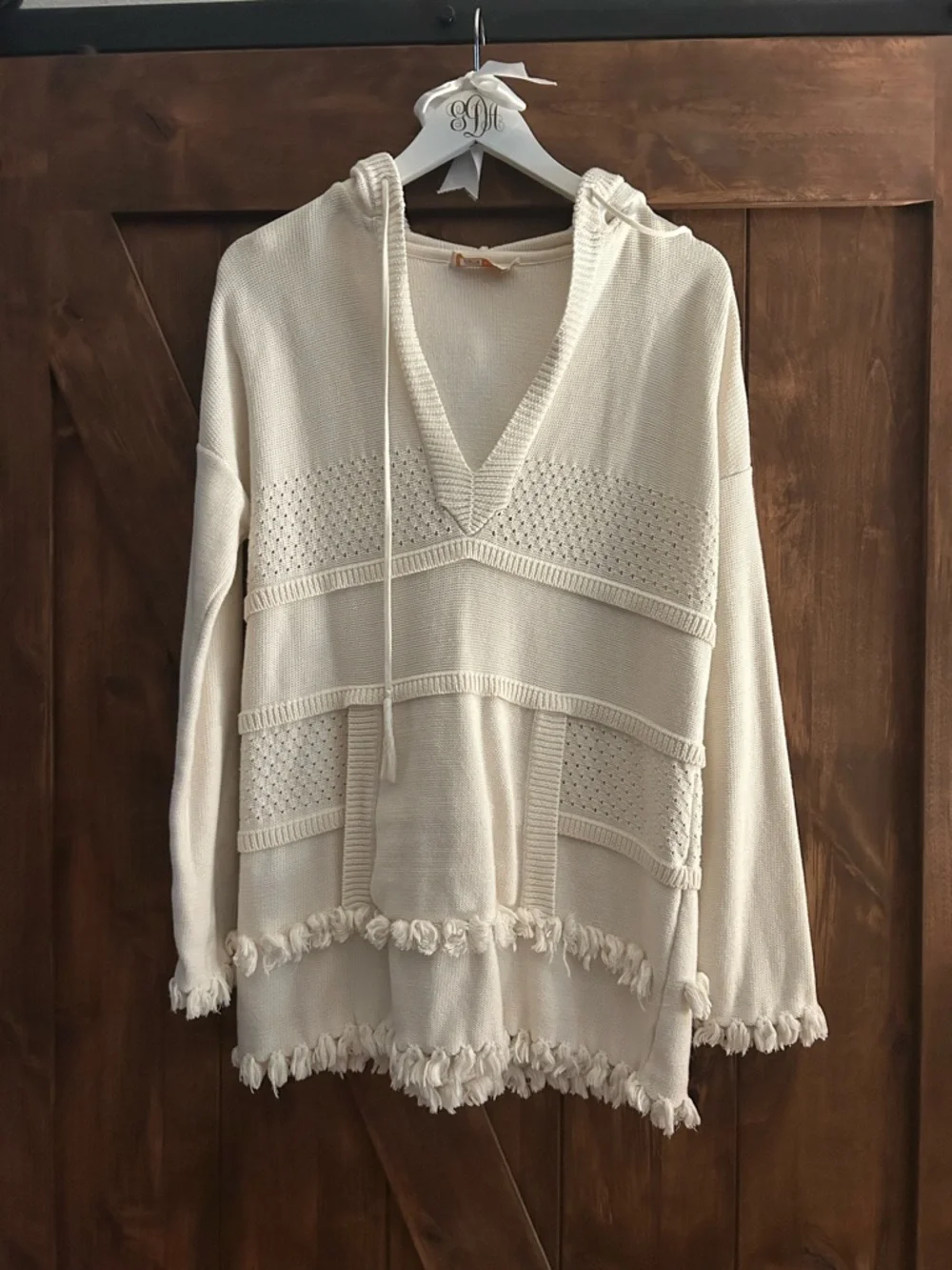 Tory Burch Cream Knit Pullover with Logo Tag - Picture 1 of 7
